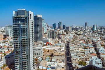 Aerial view of Tel Aviv skyscrapers cityspace
