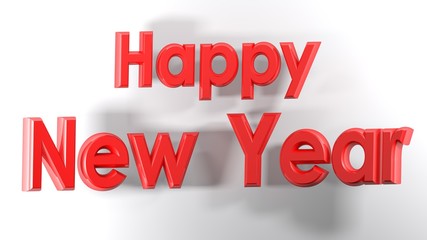 Happy New Year red bent banner - 3D rendering