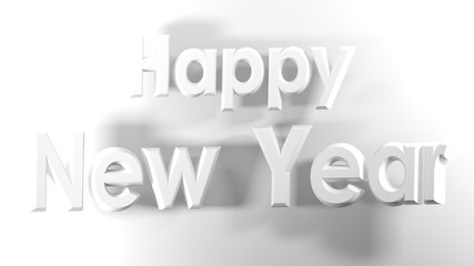 Happy New Year white bent banner - 3D rendering