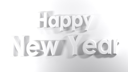 Happy New Year white banner - 3D rendering