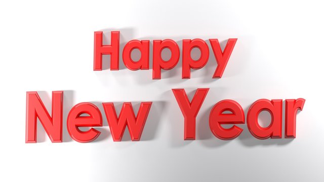 Happy New Year red banner - 3D rendering