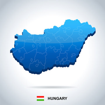 Hungary - map and flag - Detailed Vector Illustration