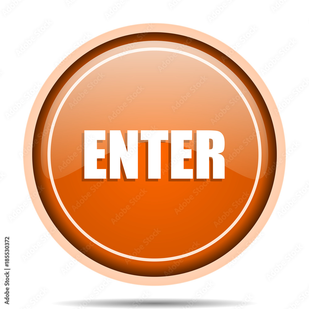 Leinwandbilder Enter vector icon. Modern design orange glossy web and mobile applications button in eps 10