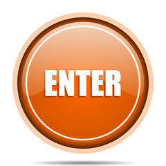 Enter vector icon. Modern design orange glossy web and mobile applications button in eps 10