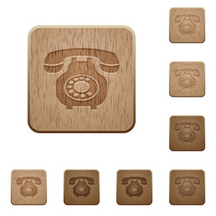 Vintage retro telephone wooden buttons