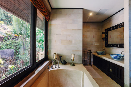 Bathroom interior in luxury villa