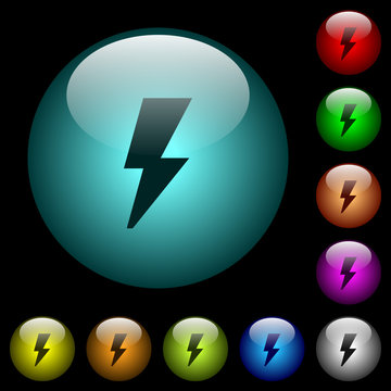 Flash icons in color illuminated glass buttons