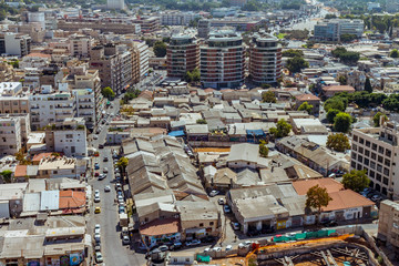 Fototapeta premium Aerial view of south Tel Aviv neighborhoods cityspace