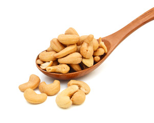 Cashew nuts on white background 