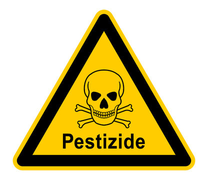 wso299 WarnSchildOrange - german - warnzeichen: Pestizide verboten / Pestizid Zeichen mit Totenkopf - english: warning sign - pesticide sign - crossbones and skull - triangular yellow - xxl g5737