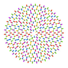 light bulb, garland circle christmas design isolated on white background