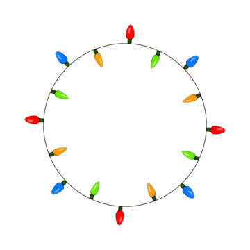 light bulb, garland circle christmas design isolated on white background