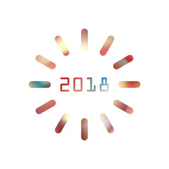 Greeting card design template with Modern Text for 2018 New Year of the Dog. Color number 2018 drawn lettering on colorful background. Vector illustration.