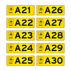 Airport gate sign set