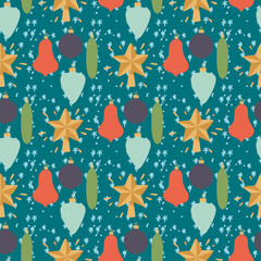 Christmas vector seamless pattern New Year hand drawn card design style holiday wallpaper decoration Christmas background