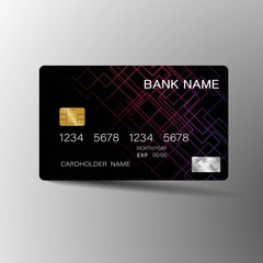 Modern credit card set template design. With inspiration from the abstract on the gray background. Vector illustration.Glossy plastic style.