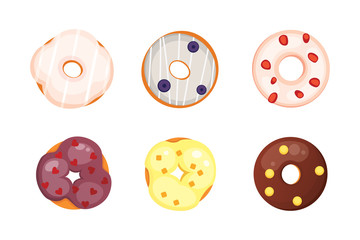 Catoon donut with glaze vector illustration isolated.