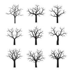 Set of Black Trees. Vector Illustration.