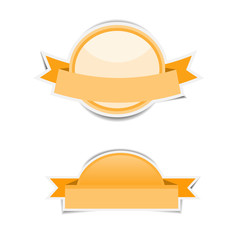 Orange circle banner paper stickers with shadows