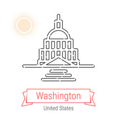 Washington, United States Vector Line Icon