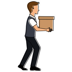 man with carton box packing icon