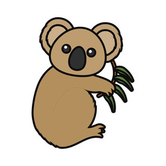 Obraz premium koala with eucalyptus leaves vector illustration