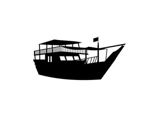 Vector Black Old Ship Illustration Logo Symbol