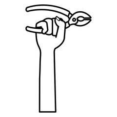 hand with pliers tool isolated icon