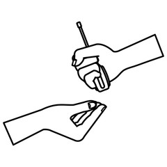 hands with screwdriver tool isolated icon