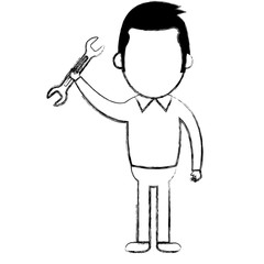 man with wrench tool isolated icon