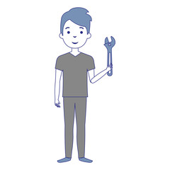 man with wrench tool isolated icon