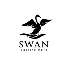 silhouette Swan Flapping wings logo