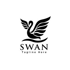Abstract flying swan art logo