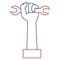 hand with wrench tool isolated icon