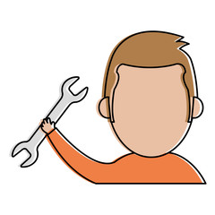 man with wrench tool isolated icon