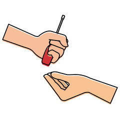 hands with screwdriver tool isolated icon
