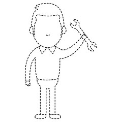 man with wrench tool isolated icon