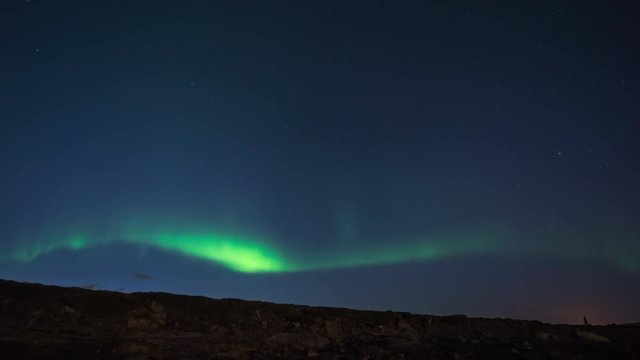 ICELAND –  2016 : Timelapse of amazing Northern Lights at Gódafoss waterfall at night with beautiful landscape in view