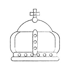 royal crown with cross icon image vector illustration  design  black sketch line