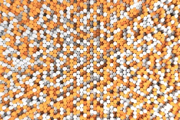 Pattern of orange and white cylinders of different length