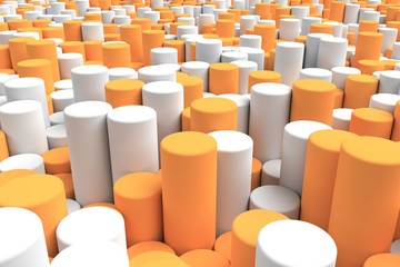 Pattern of orange and white cylinders of different length