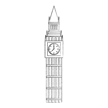 big ben london united kingdom icon image vector illustrationd design  black sketch line