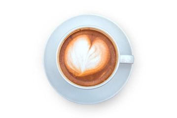 Cup of latte art isolated on the white background, clipping path.