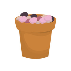 flowerpot  with stones vector illustration
