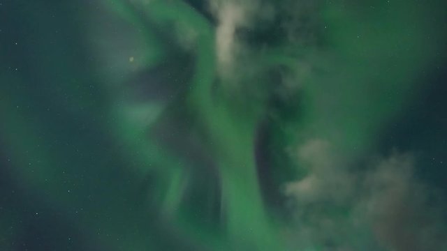 ICELAND –  2016 : Timelapse of amazing Northern Lights at Lake Myvatn at night with beautiful landscape in view