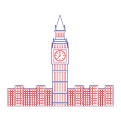 big ben london united kingdom icon image vector illustrationd design  blue red line