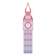 big ben london united kingdom icon image vector illustrationd design  red to blue ombre line
