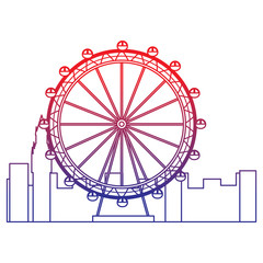ferris wheel icon image vector illustration design  red to blue ombre line