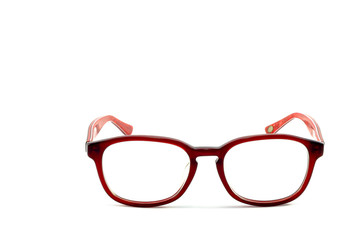 Red eye glasses isolated on white background