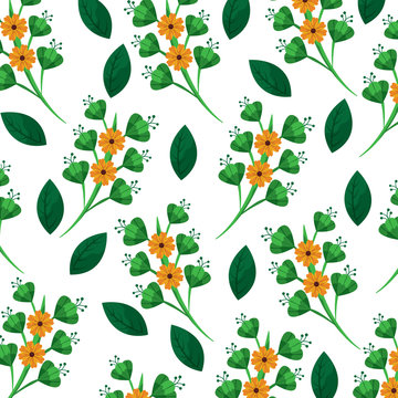 flower orange with delicate leaves floral pattern image vector illustration design 